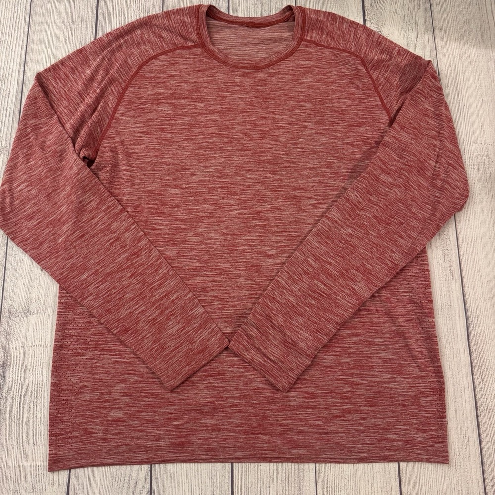 Lululemon Men's Metal Vent Tech Surge‎ Long Sleeve T-Shirt Heather Bold Red XL